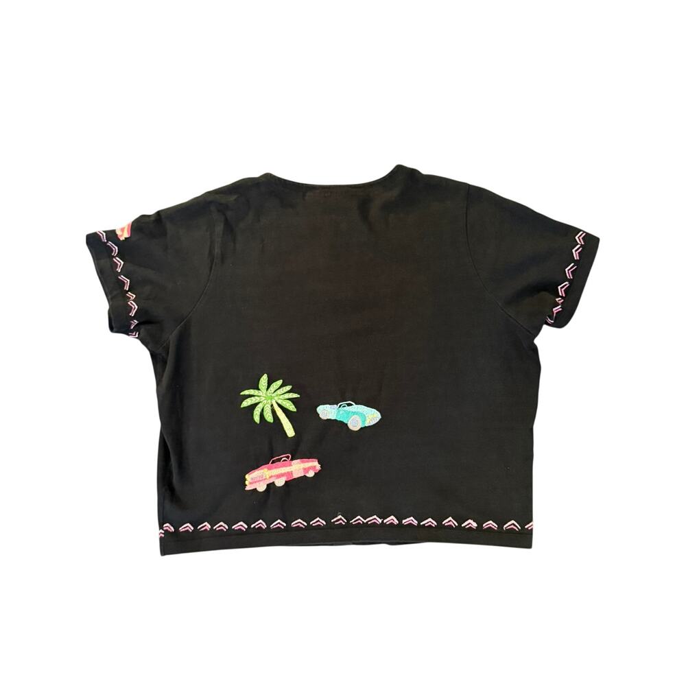 Michael Simon Lite Vintage Embroidered Blouse | Cars & Palms | Size L | 90s - Picture 9 of 11
